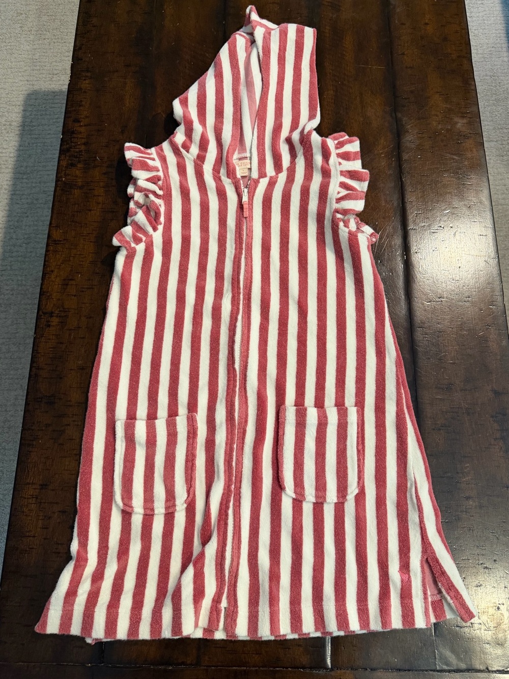 Pink Chicken Pink and White Striped Hooded Terry Dress
